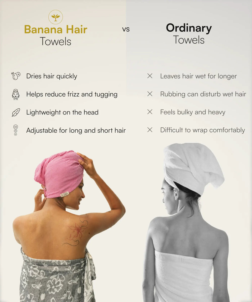 Banana Double Cloth Hair Towel | 330 GSM | 25cm x 65cm x 5 cm