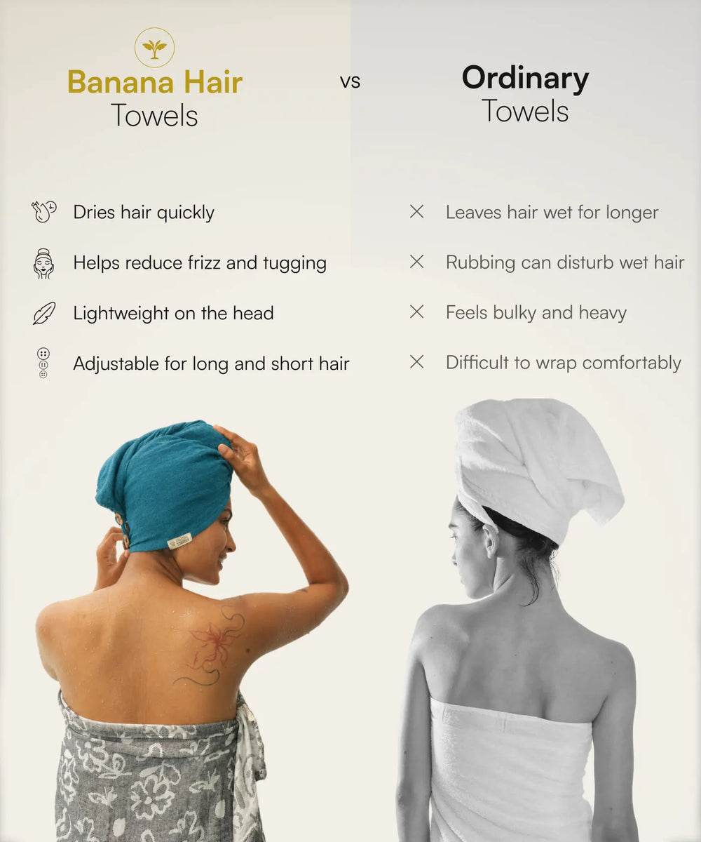 Banana Double Cloth Hair Towel | 330 GSM | 25cm x 65cm x 5 cm