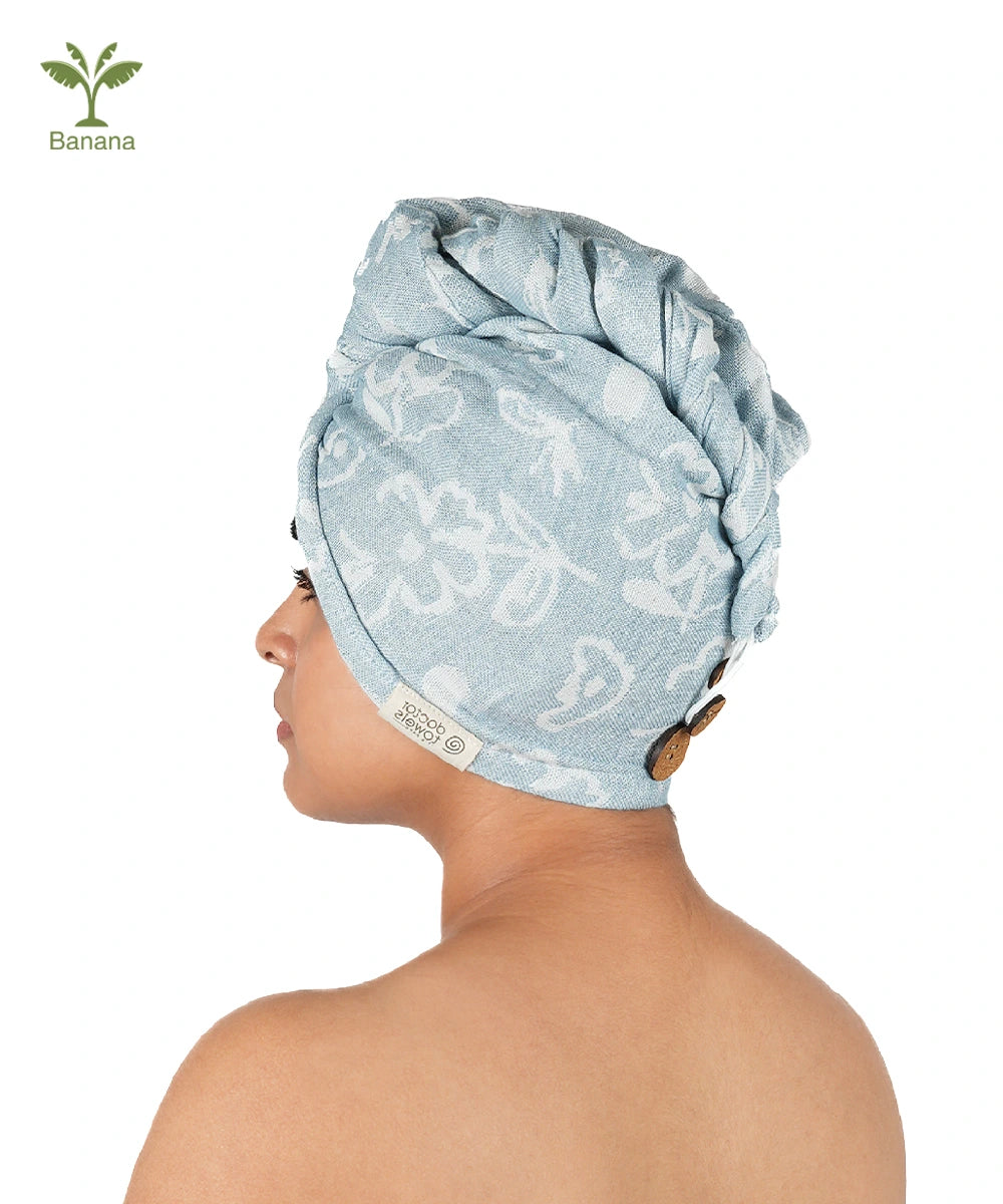 Banana Jacquard Floral Hair Towel | 350GSM | 25cm x 65cm x 5 cm