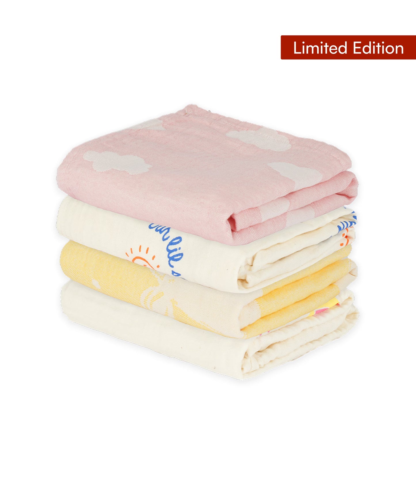 Baby bath towels and Swaddles Set- Pack of 4