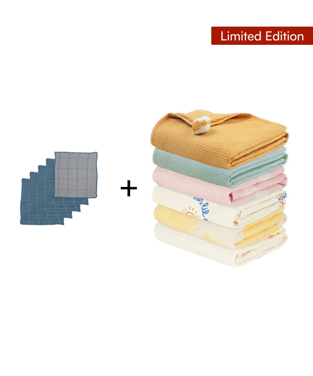 Pack of 11 with Baby Towels and Swaddles - Soft and safe Baby set