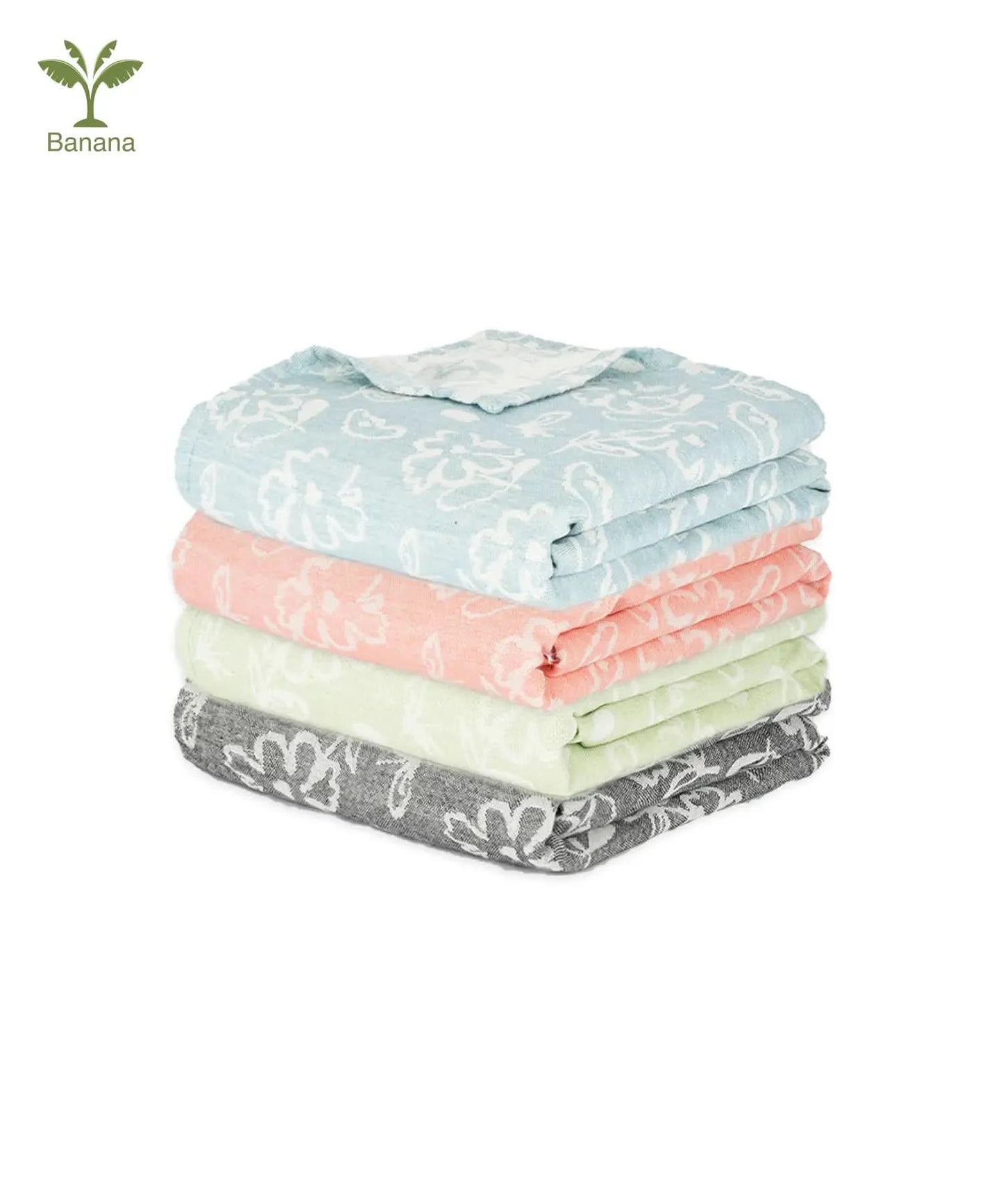 Banana Jacquard Floral Bath Towel | 75 X 150 cm - Pack of 4