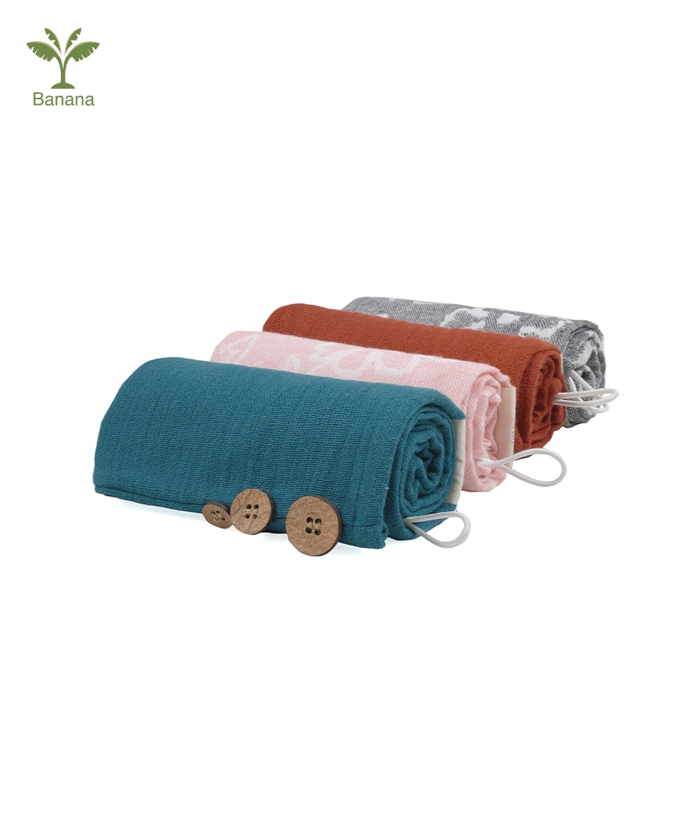 Banana All Set Hair Towels | 25cm x 65cm x 5 cm | 350 GSM | pack of 4