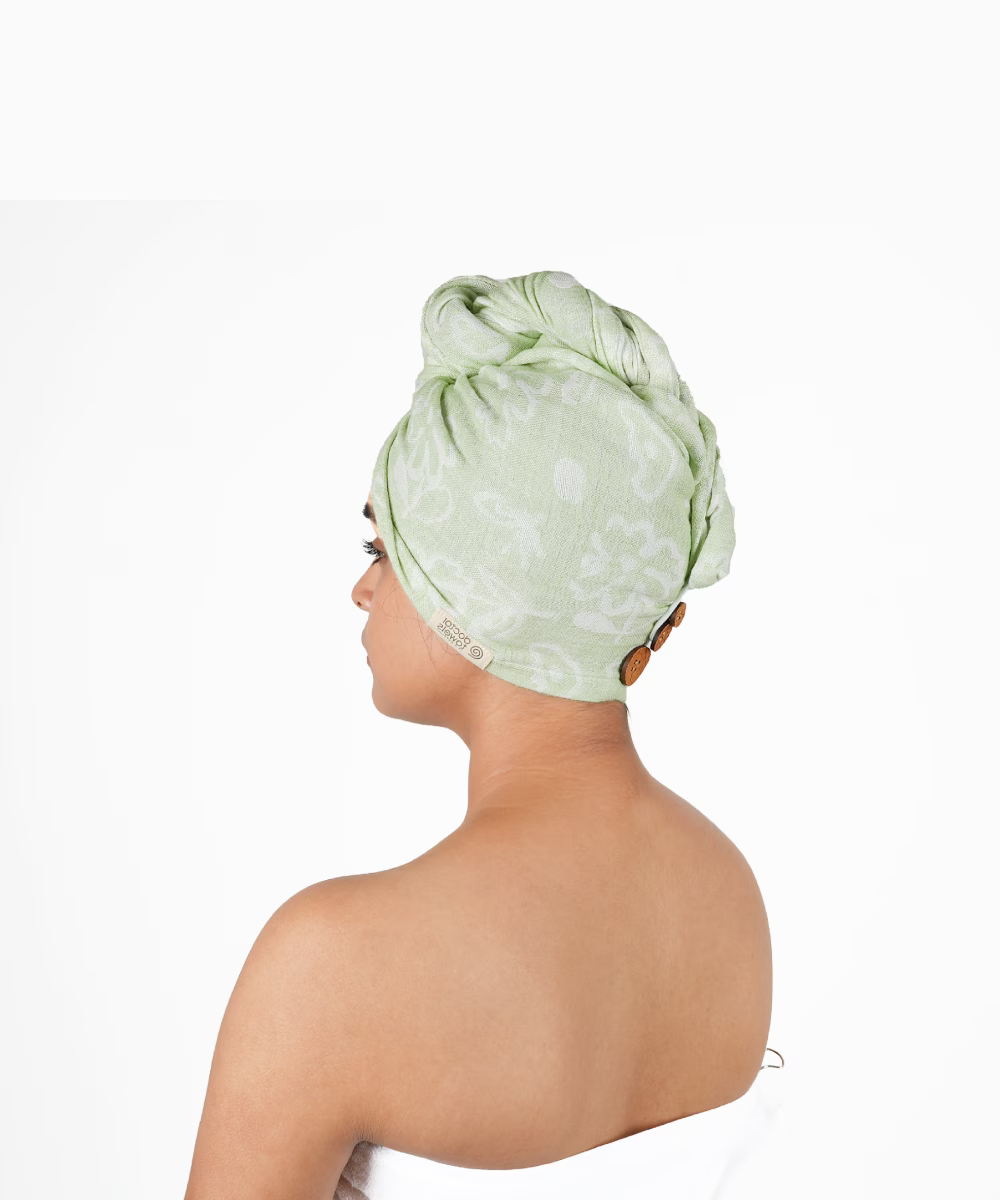 Banana Jacquard Hair Towel - Floral Design, 350GSM, 25cm x 65cm x 5cm