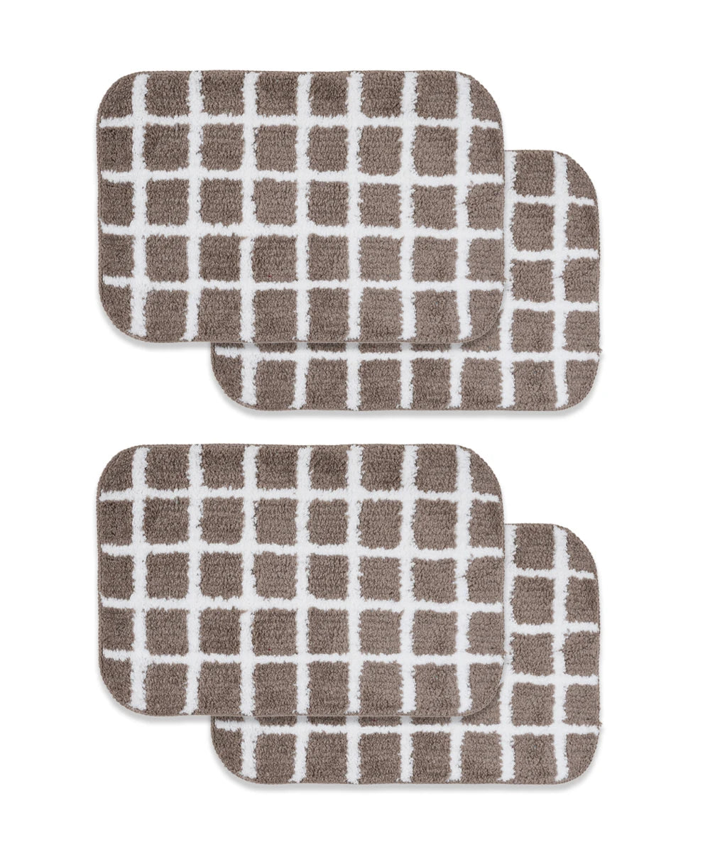 Checkered Bath Mat Pack of 4