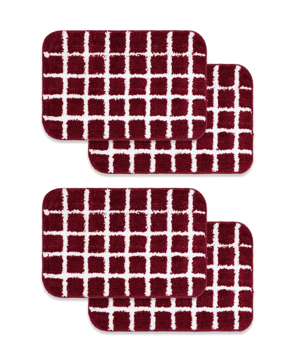 Checkered Bath Mat Pack of 4