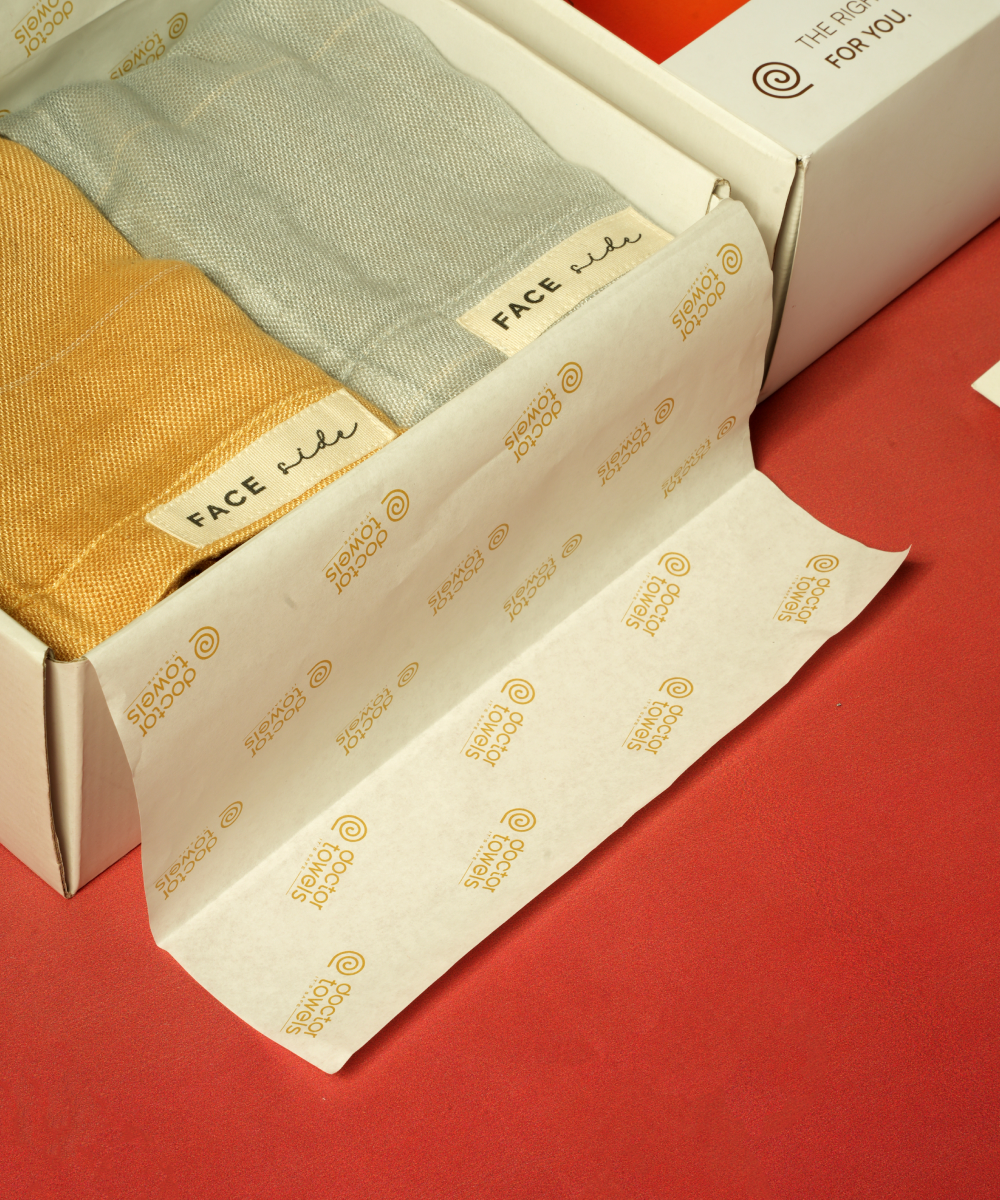 Aluvera Double Cloth Bath Towels | 330 GSM | 75 x 150 cm | Set of 2 - Frosted Grey + Sunset Gold