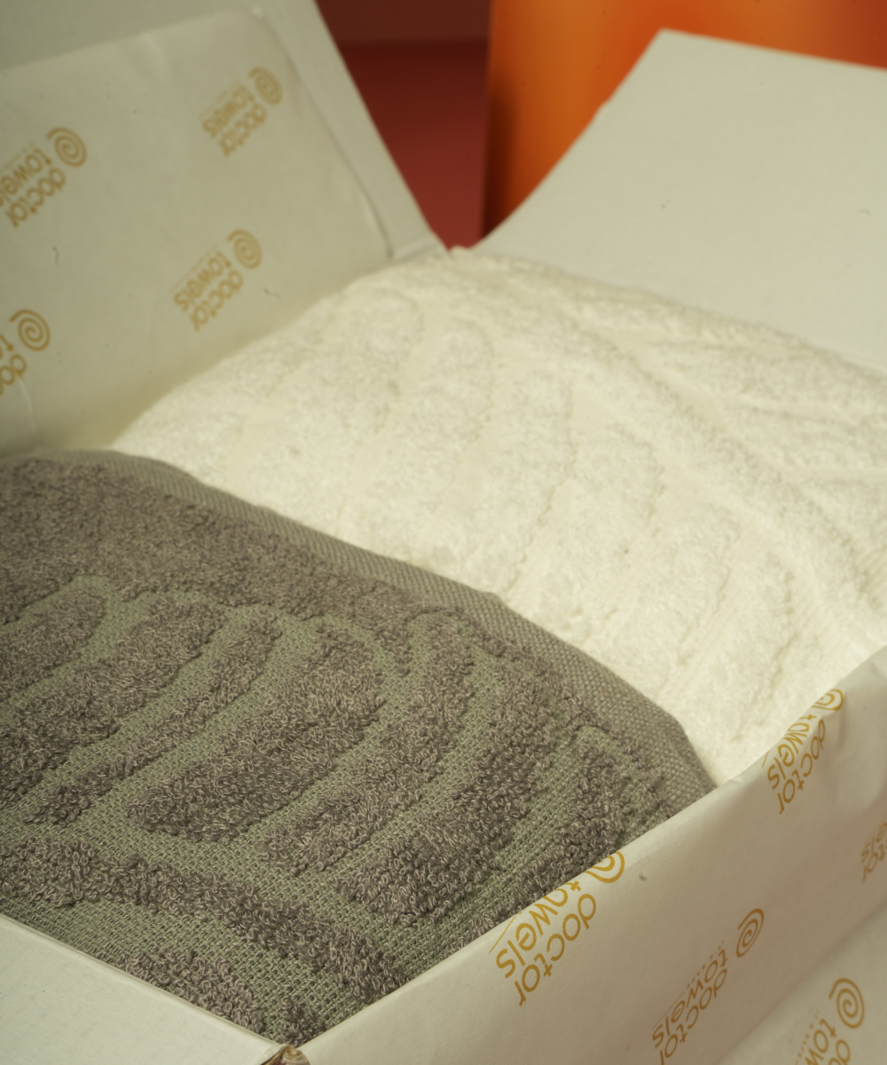 AluFern Terry Bath Towels | 400 GSM | 75 x 150 cm | Set of 2 - Frosted Lily + Oslo Grey