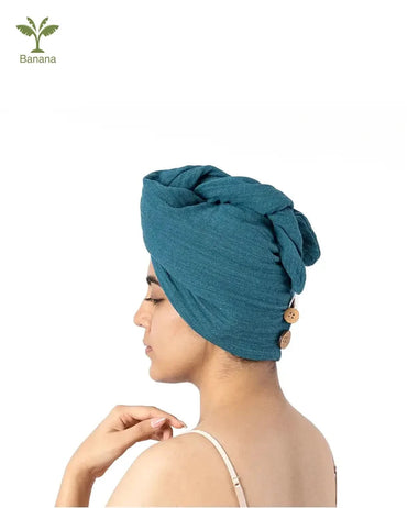 Banana Double Cloth Hair Towels |  25cm x 65cm x 5 cm | 350 GSM |  pack of 2