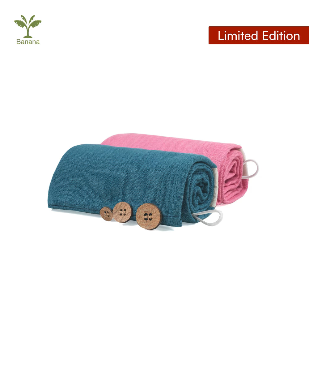 Banana Double Cloth Hair Towels |  25cm x 65cm x 5 cm | 350 GSM |  pack of 2