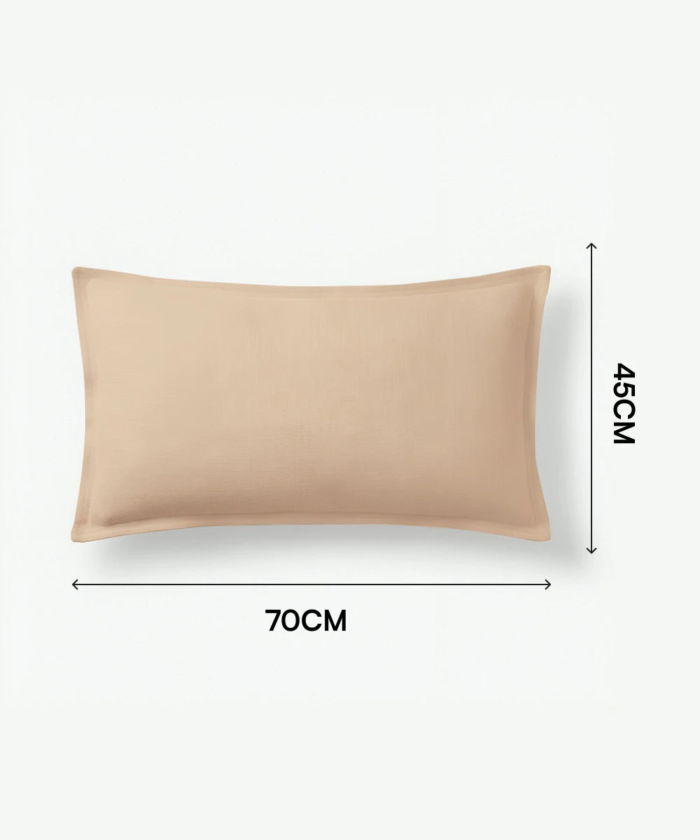 Frozen Dew pillow with dimensions on a white background