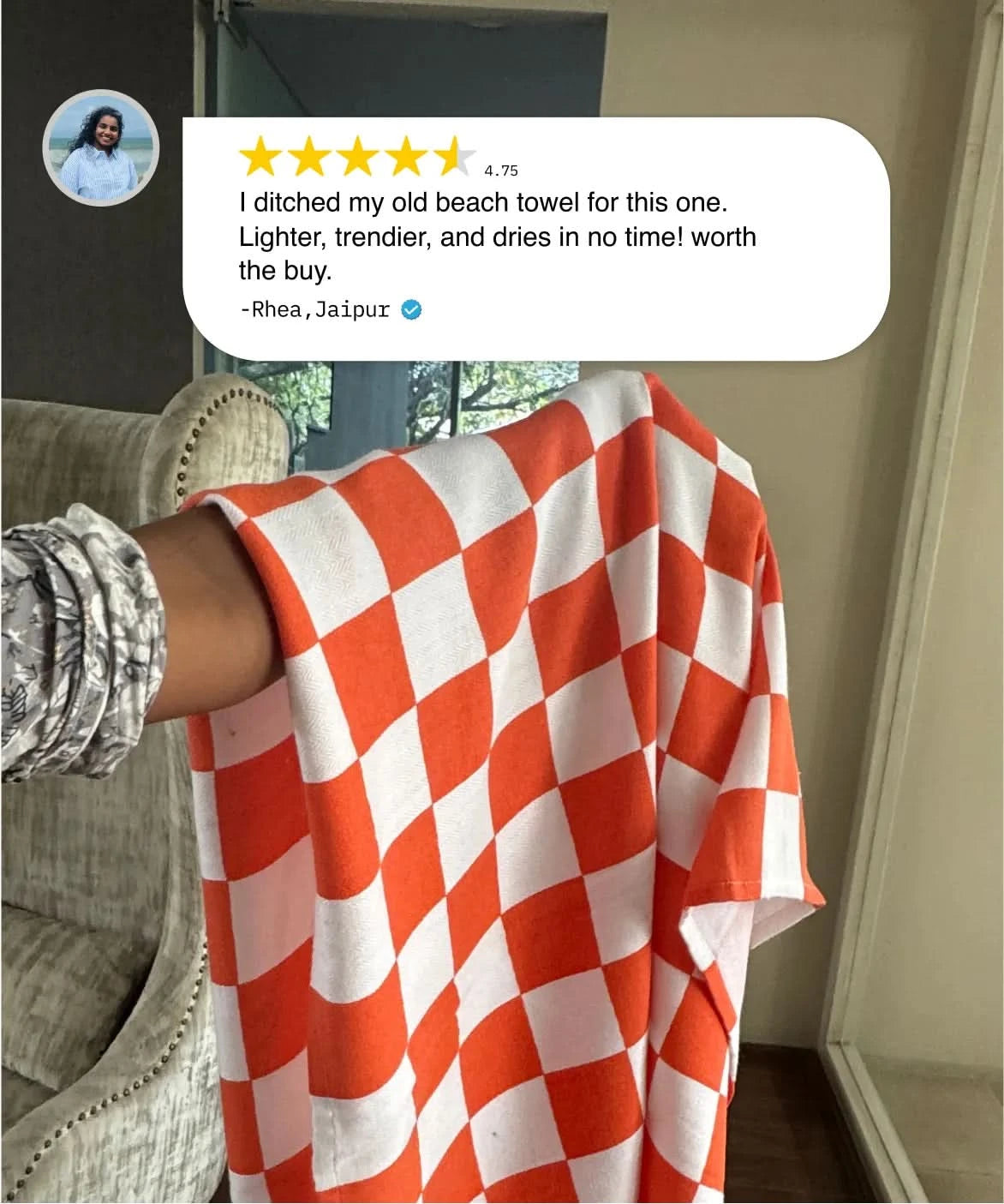 Citrus Checkered Bamboo Bath Towel | 200 GSM | 70 X 140 cm