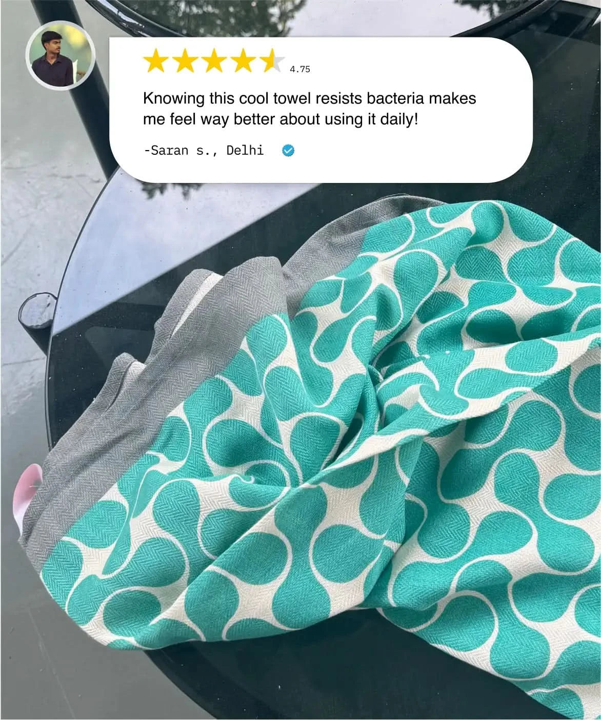 Turquoise Tile Bamboo Bath Towel | 200 GSM | 70 X 140 cm