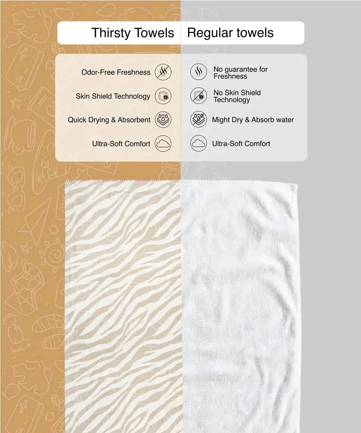 Taupe Tiger Bamboo Bath Towel | 200 GSM | 70 X 140 cm