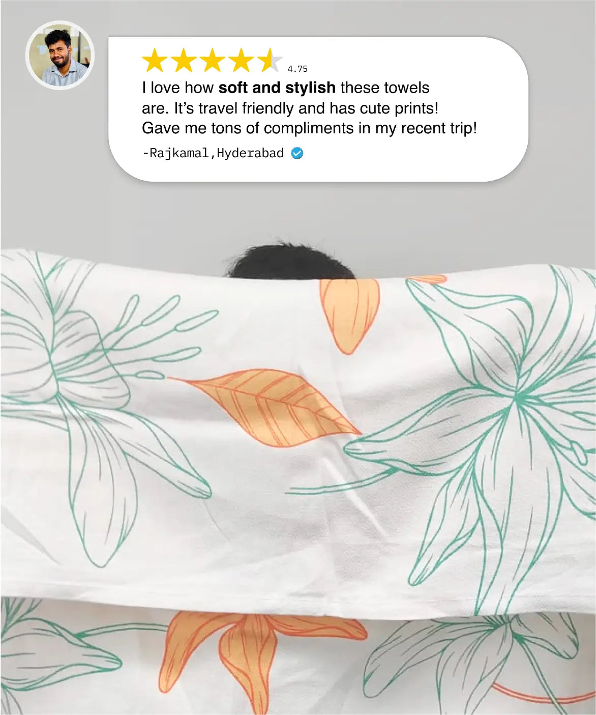 Sunlit Bloom Bamboo Bath Towel | 200 GSM | 70 X 140 cm