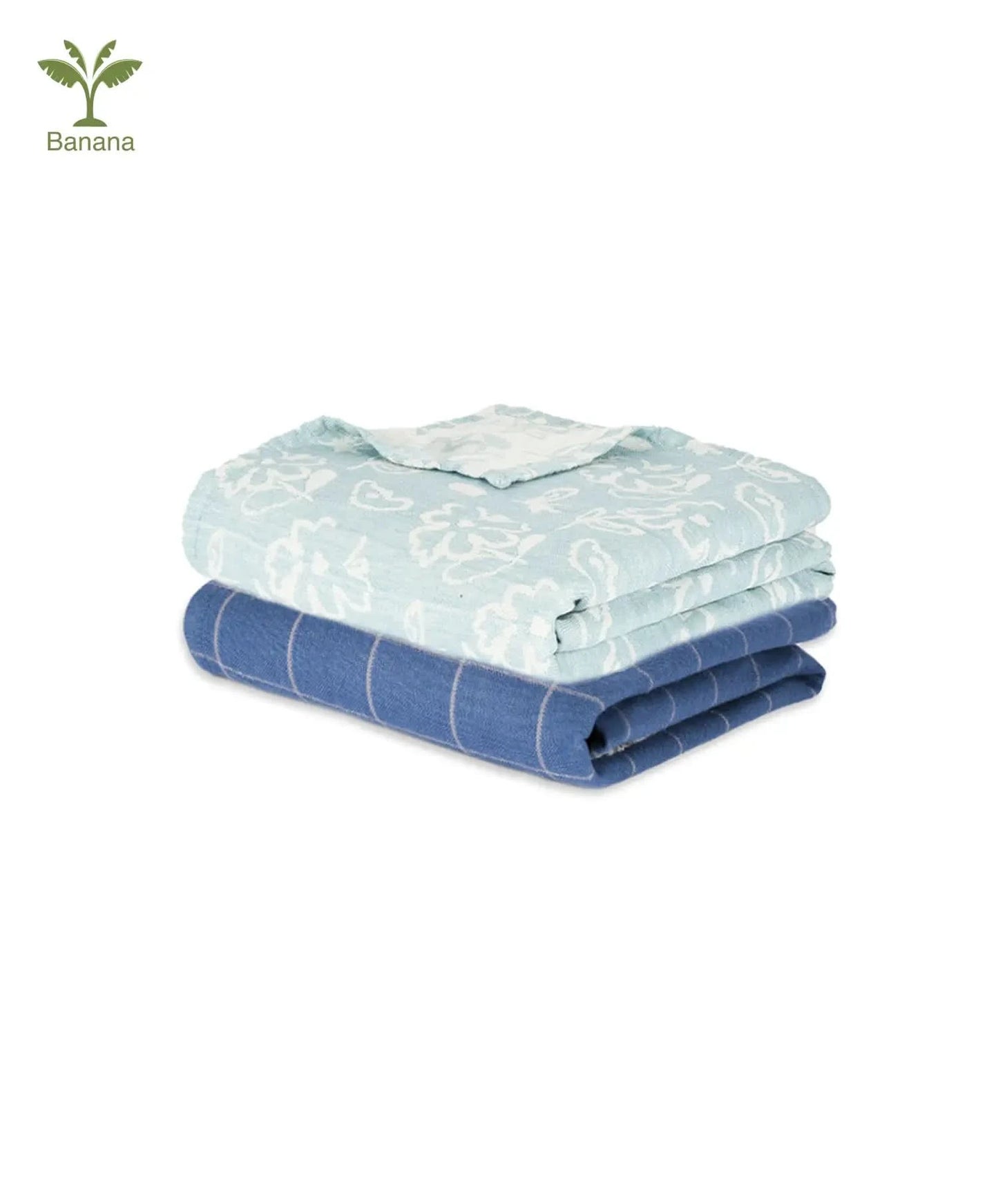 Best of Banana Bath Towel Pack of 2 - Blue Combo | 75 x 150 cm