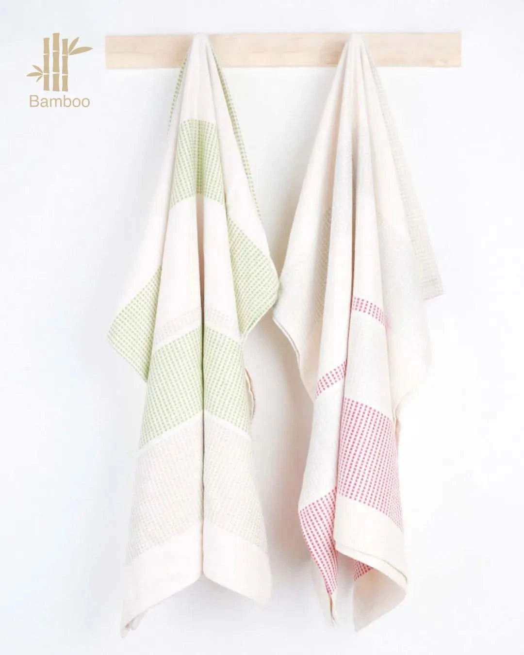 Bamboo Dobby Bath Towels - Pack of 2 | 70 x 140 cm