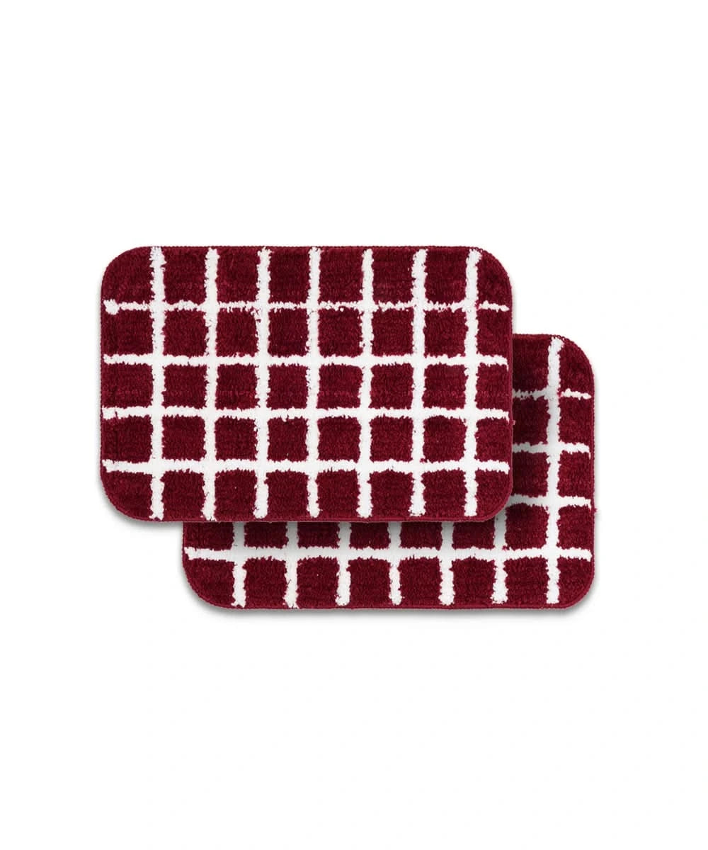 Checkered Bath Mat | Picante Color | Pack of 2