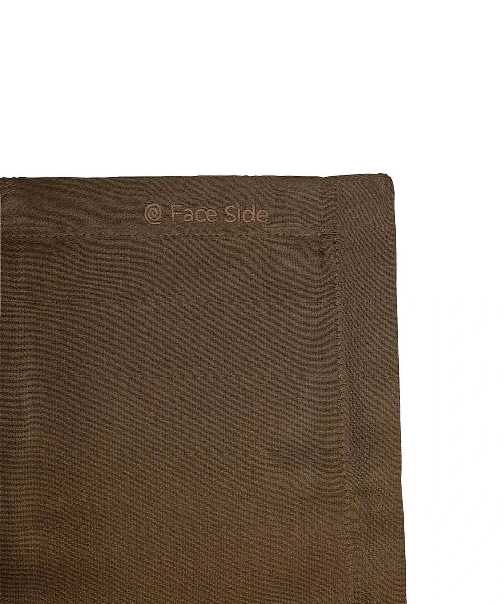 Brown fabric with 'Face Side' text on a white background