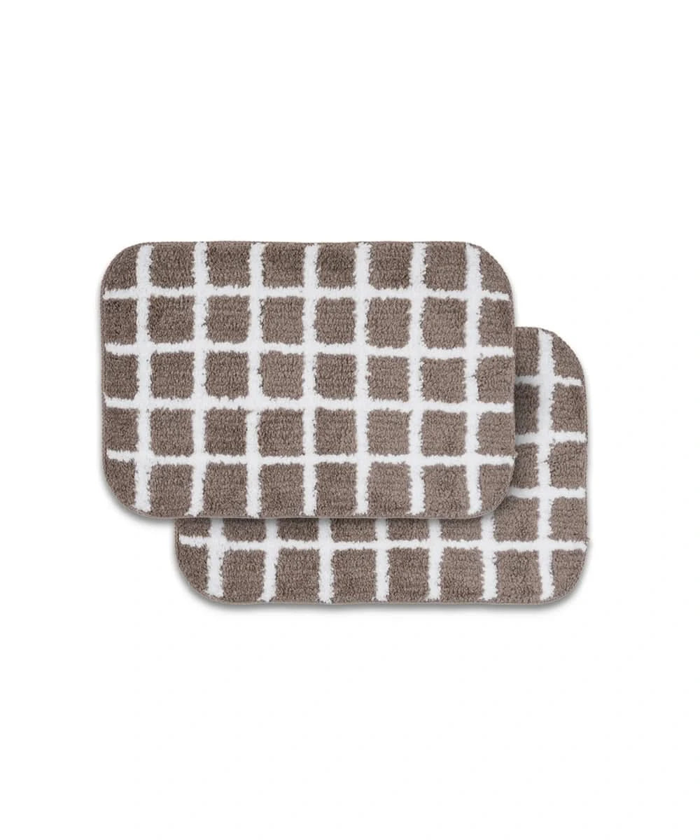 Checkered Bath Mat | Simply Taupe Color | Pack of 2