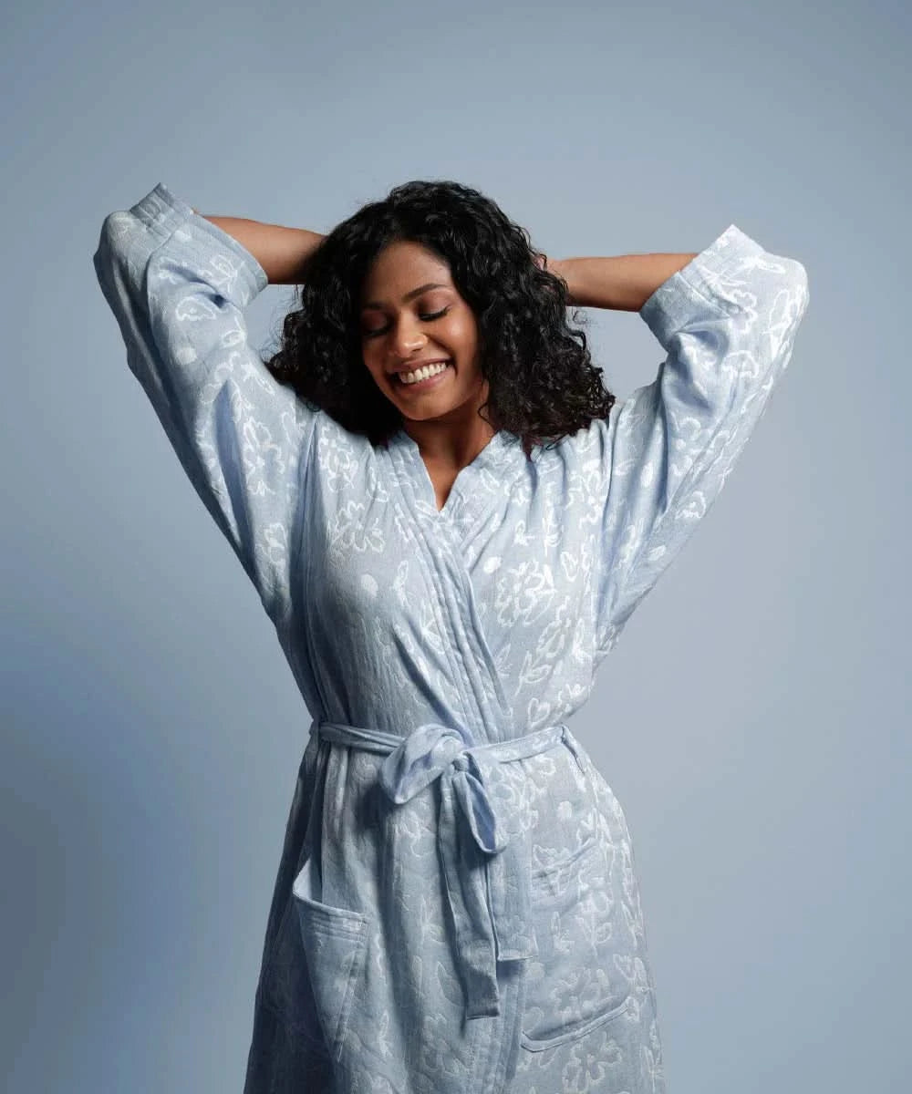Banana Jacquard Floral Bathrobe