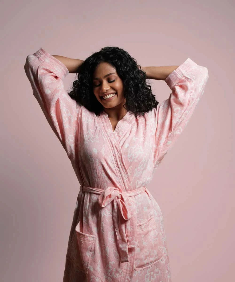 Banana Jacquard Floral Bathrobe
