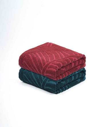 Alufern Terry Bath Towel | 75 X 150 cm | 400 GSM - Pack of 2 (Cherrywood Red & Peacock Teal) (Copy)
