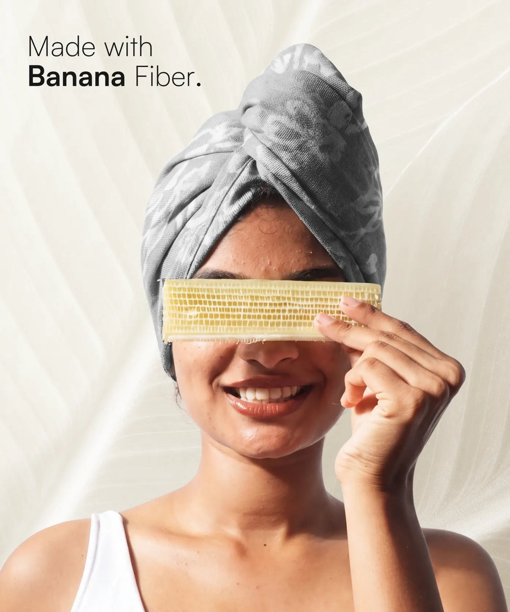 Banana Jacquard floral Hair Towel | 210 GSM | 25cm x 65cm x 5cm