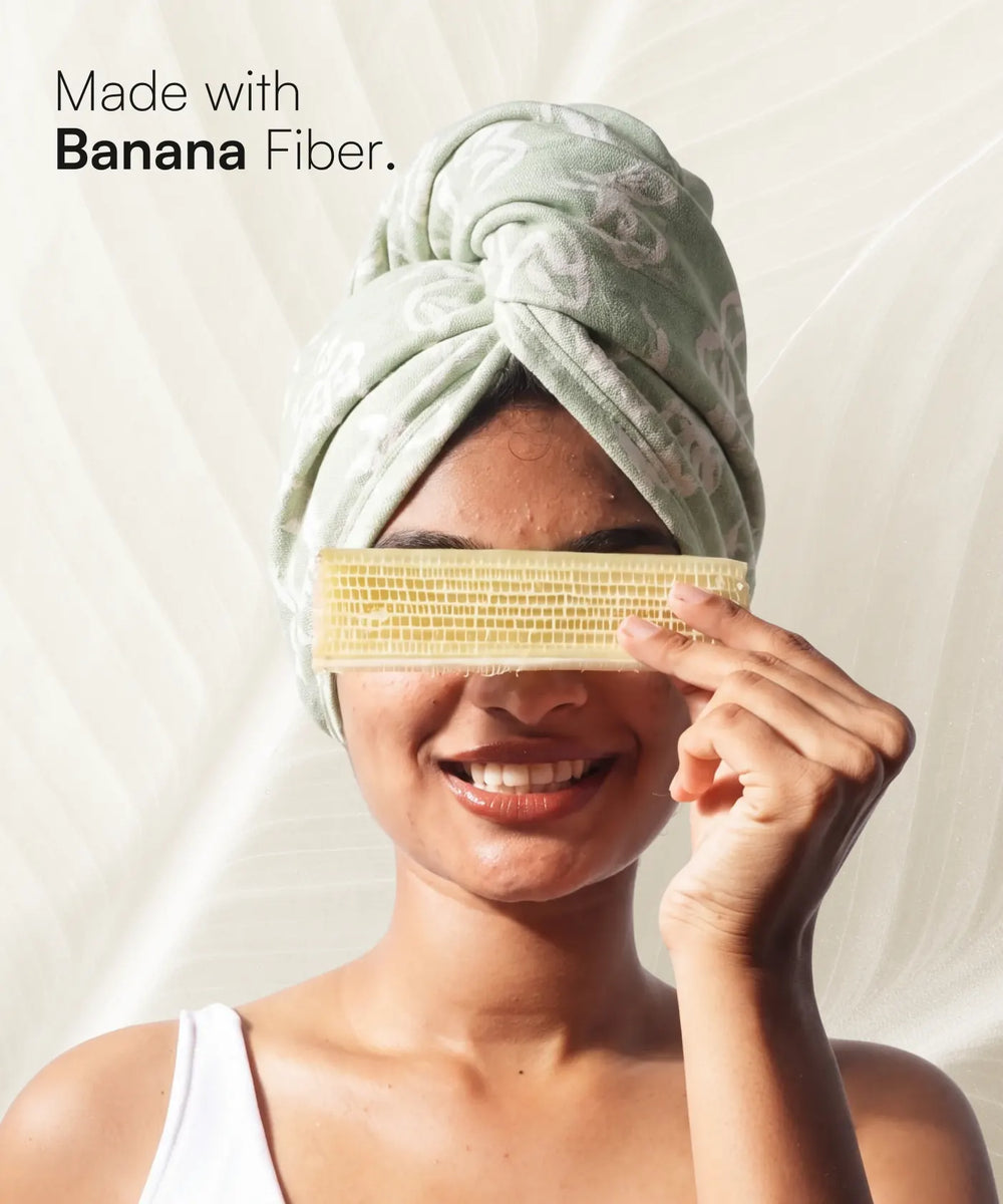 Banana Jacquard floral Hair Towel | 210 GSM | 25cm x 65cm x 5cm