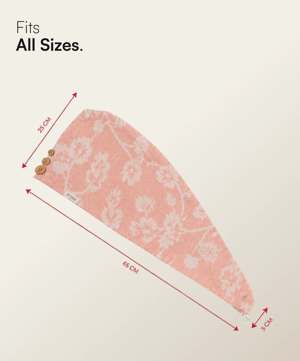 Banana Jacquard floral Hair Towel | 210 GSM | 25cm x 65cm x 5cm