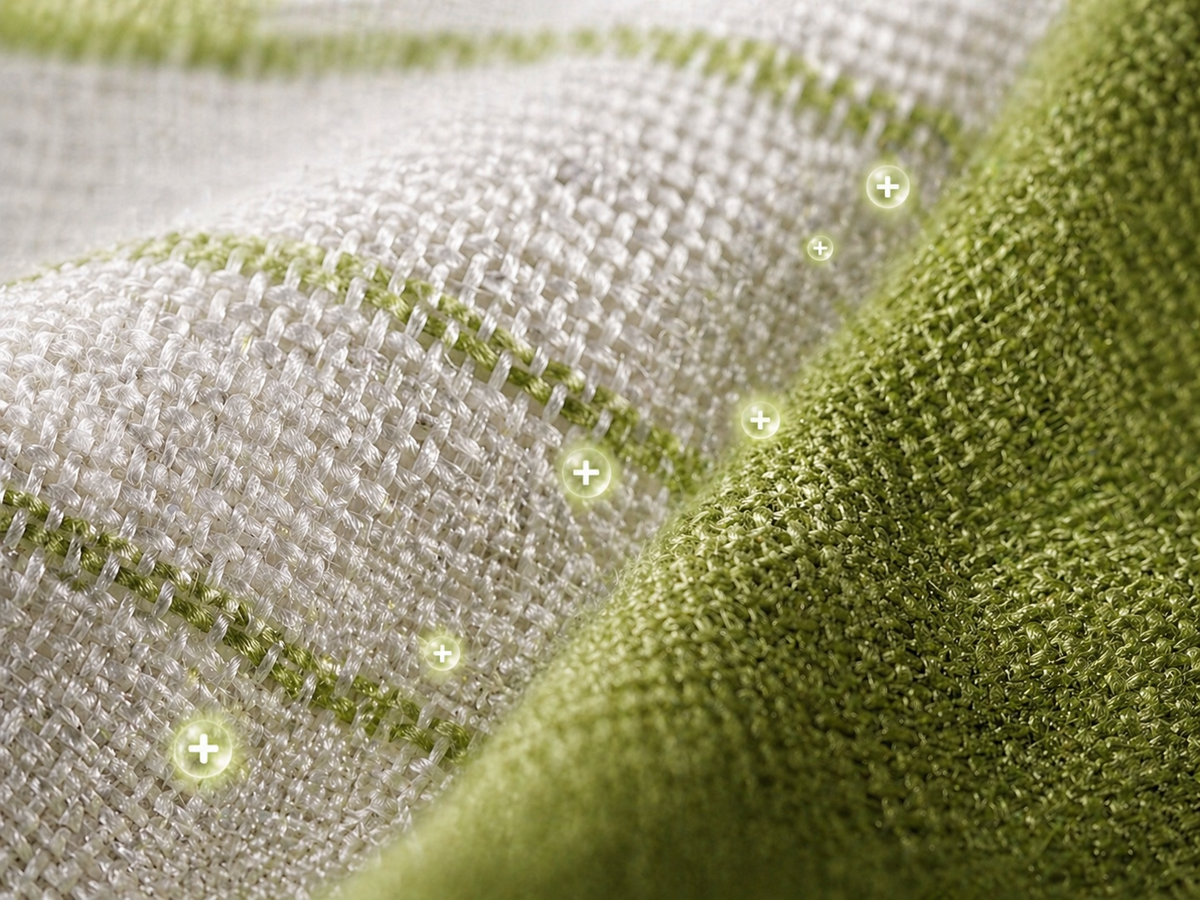 Positive ions binding to SkinShield treated towel fibers