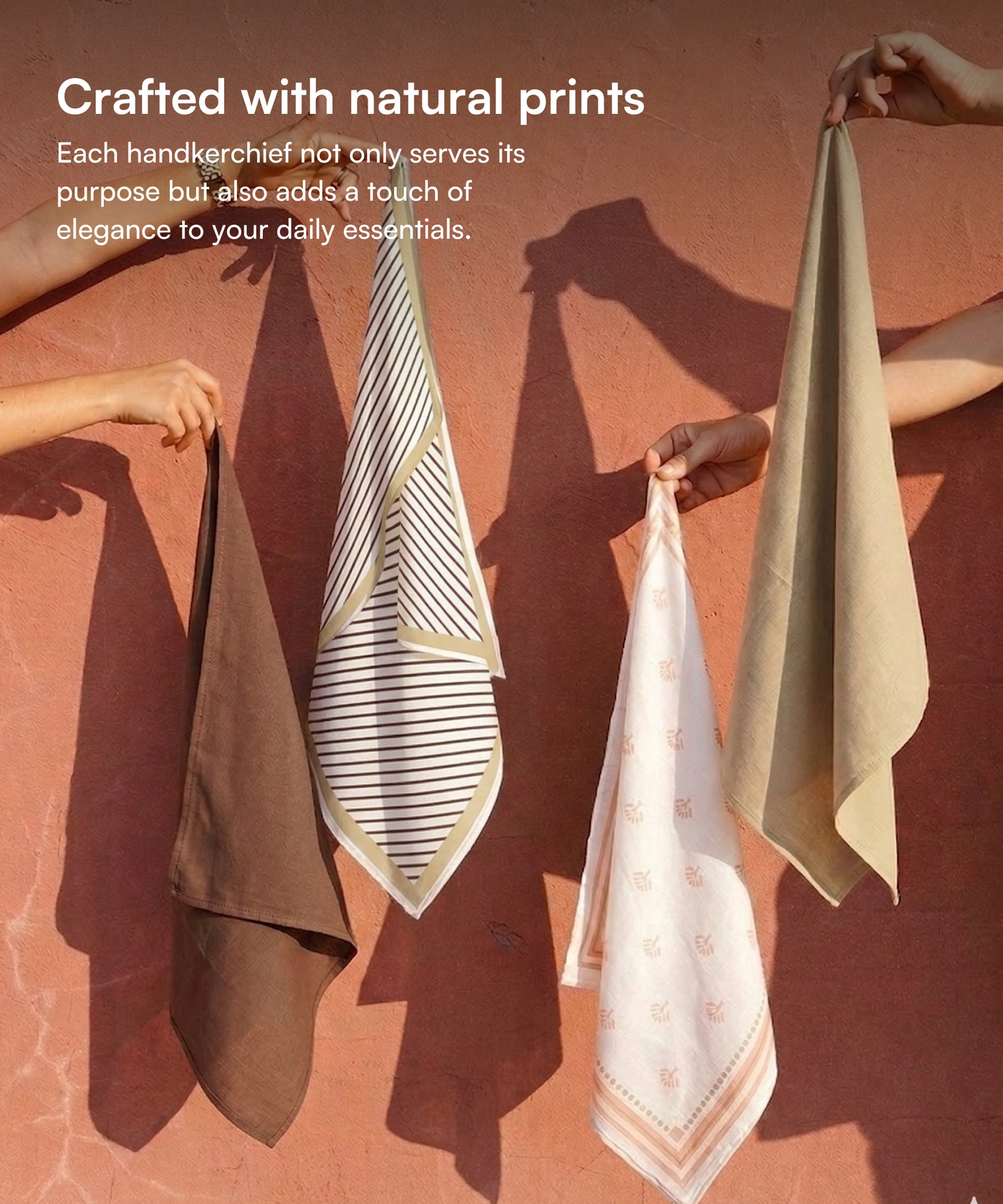 Aluvera Hand kerchief | Chocolate Brown and Frozen Dew combo | 40 X 40 cm | Pack of 4