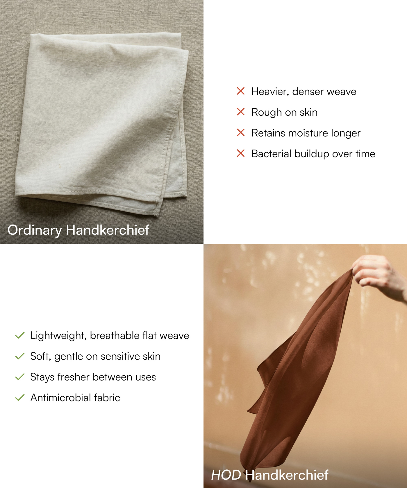 Aluvera Hand kerchief | Chocolate Brown and Frozen Dew combo | 40 X 40 cm | Pack of 4