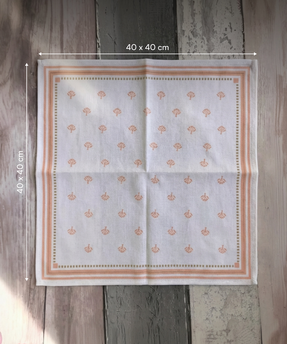 Aluvera Hand kerchief | Chocolate Brown and Frozen Dew combo | 40 X 40 cm | Pack of 4