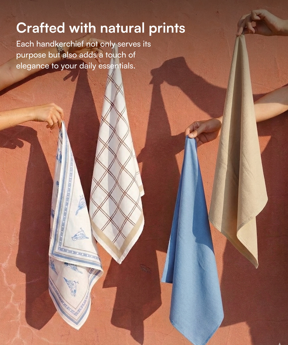 Aluvera Hand kerchief | Mirage Blue and Frozen Dew | 40 X 40 cm | Pack of 4