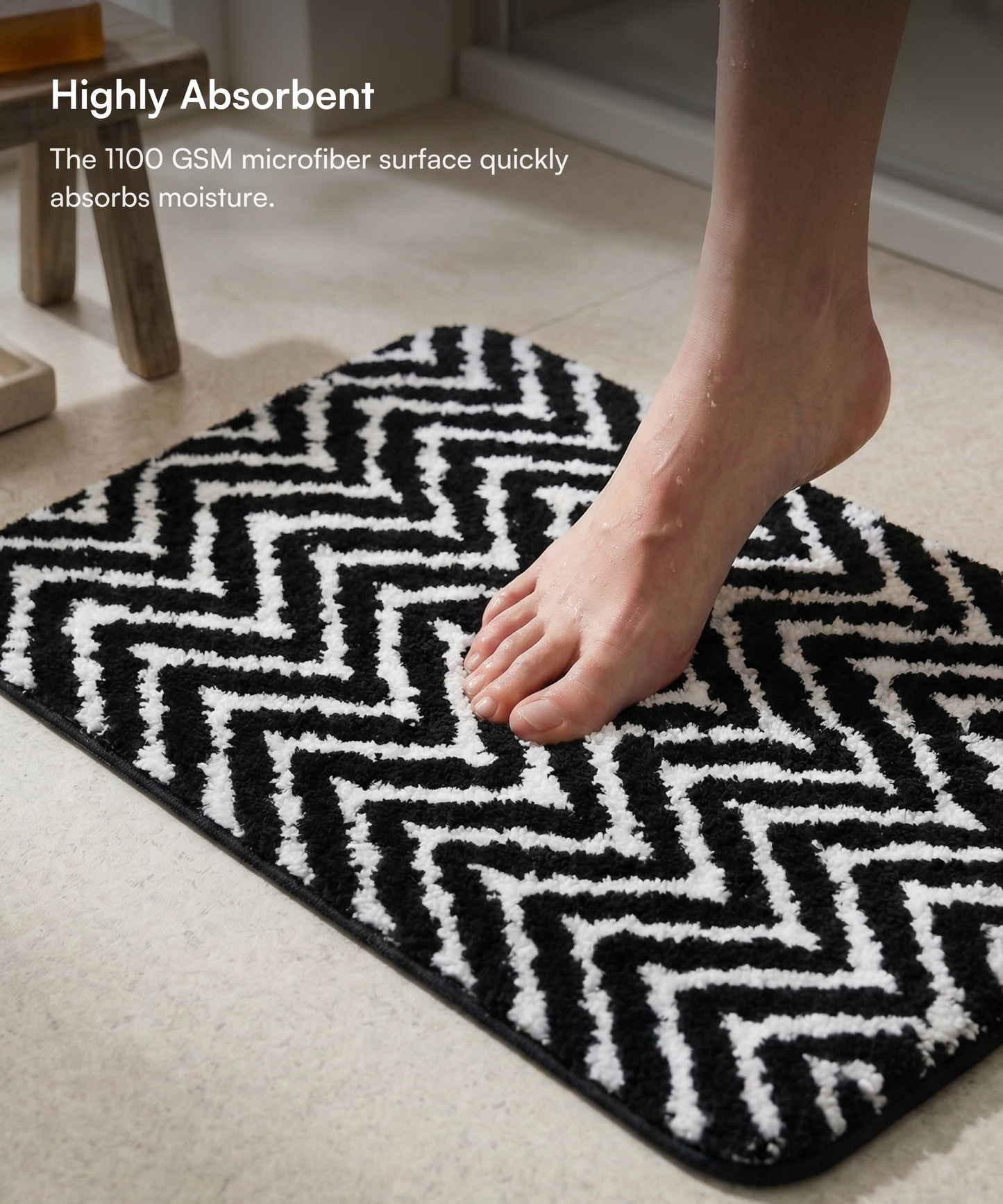 Arrow Printed Bath Mat | Black Color | Pack of 2
