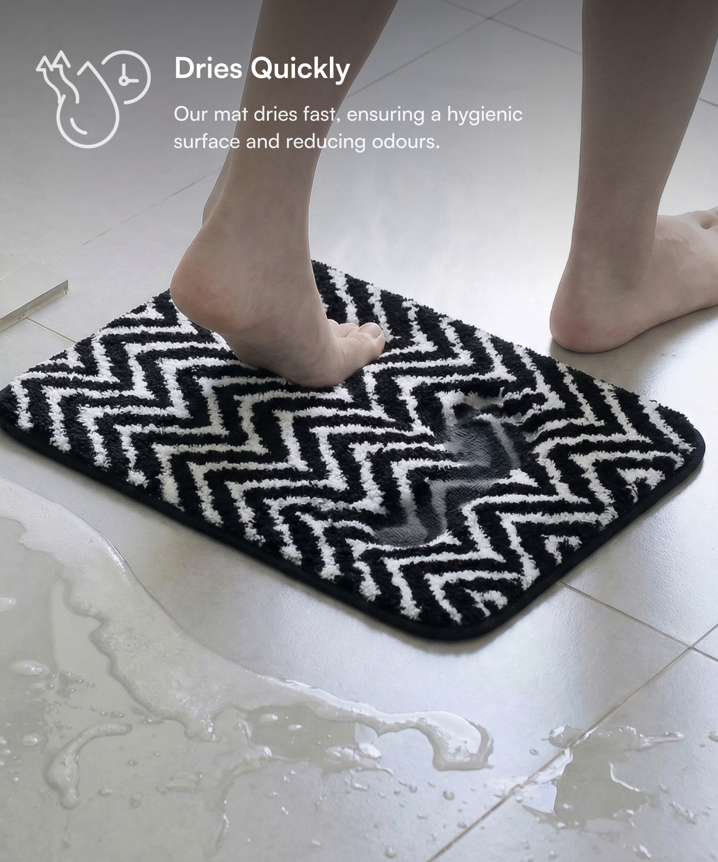 Arrow Printed Bath Mat | Black Color | Pack of 2