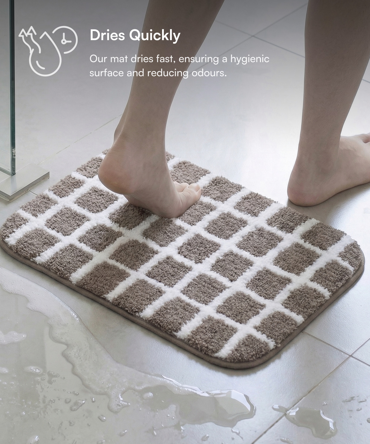 Checkered Bath Mat | Simply Taupe Color | Pack of 2