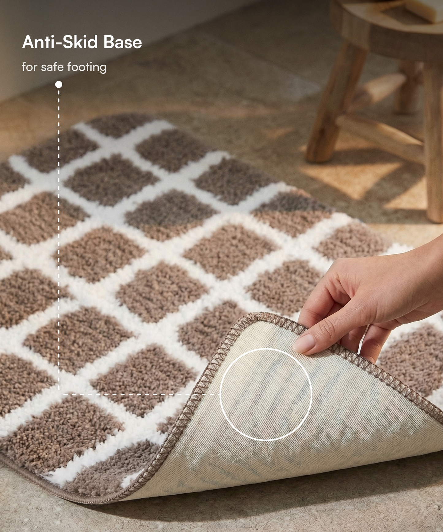 Checkered Bath Mat | Simply Taupe Color | Pack of 2