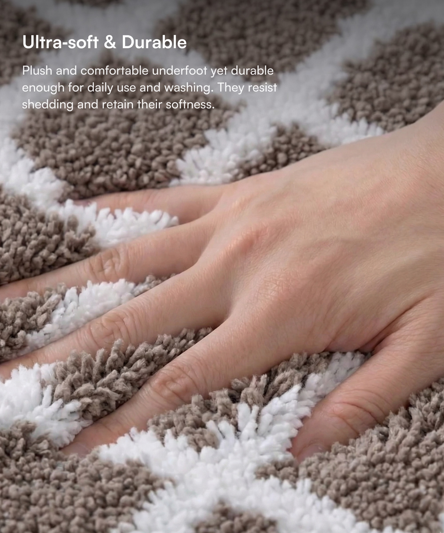 Checkered Bath Mat | Simply Taupe Color | Pack of 2