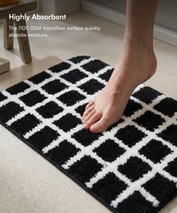 Checkered Bath Mat | Black Color | Pack of 2