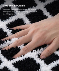 Checkered Bath Mat | Black Color | Pack of 2