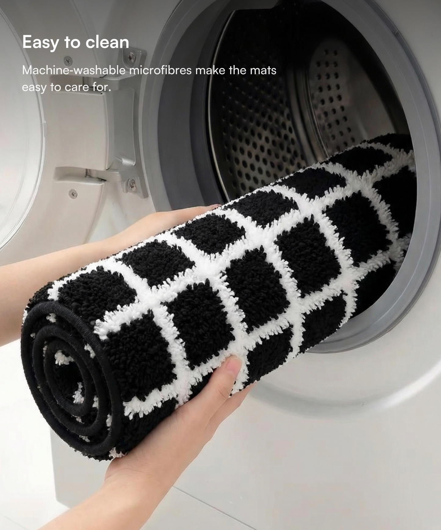 Checkered Bath Mat | Black Color | Pack of 2