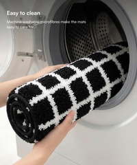 Checkered Bath Mat | Black Color | Pack of 2