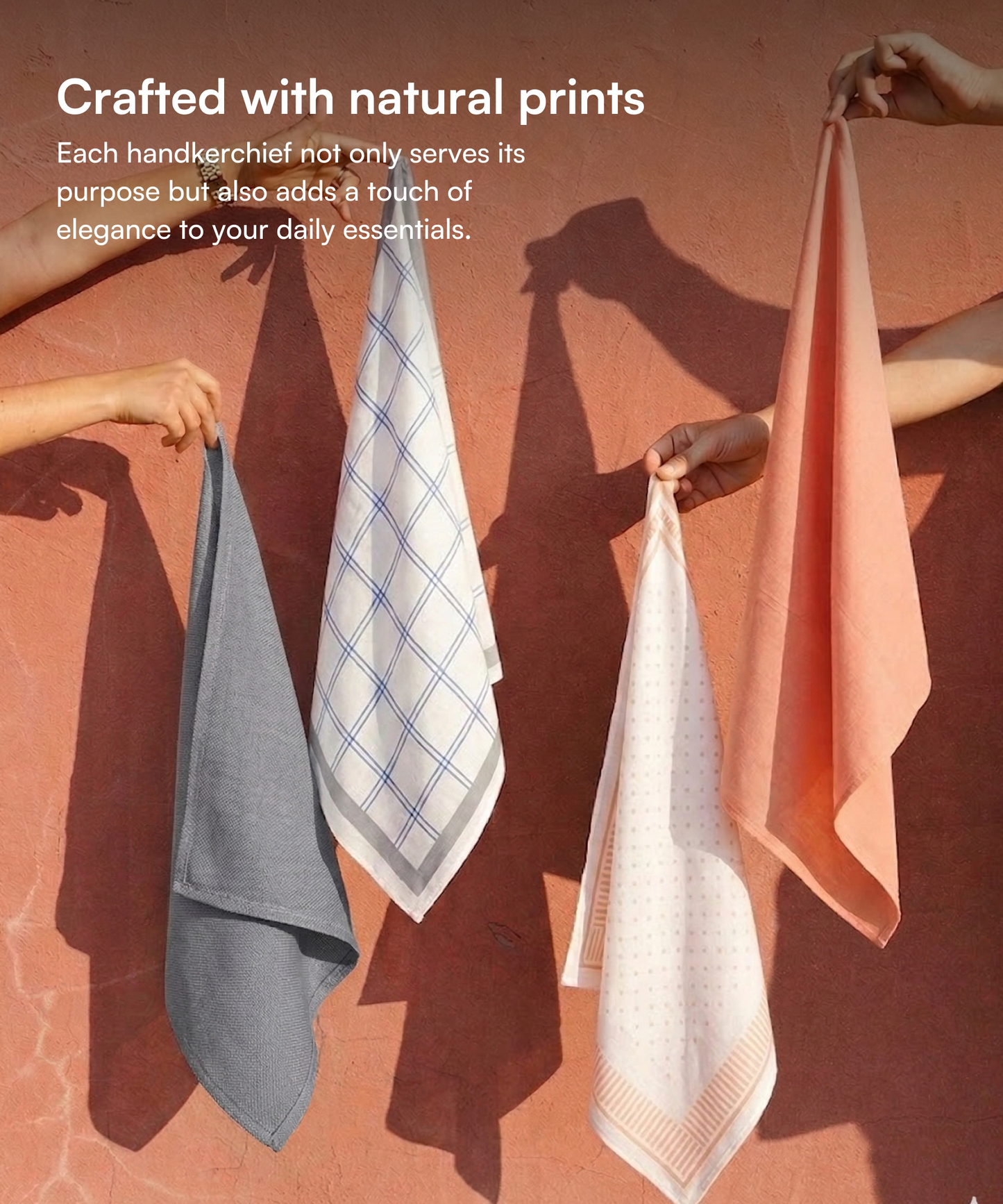 Aluvera Hand kerchief | Moon mist and Honey Peach combo | 40 X 40 cm | Pack of 4
