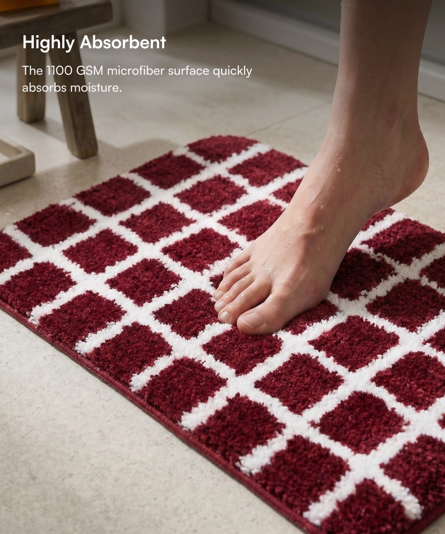 Checkered Bath Mat | Picante Color | Pack of 4