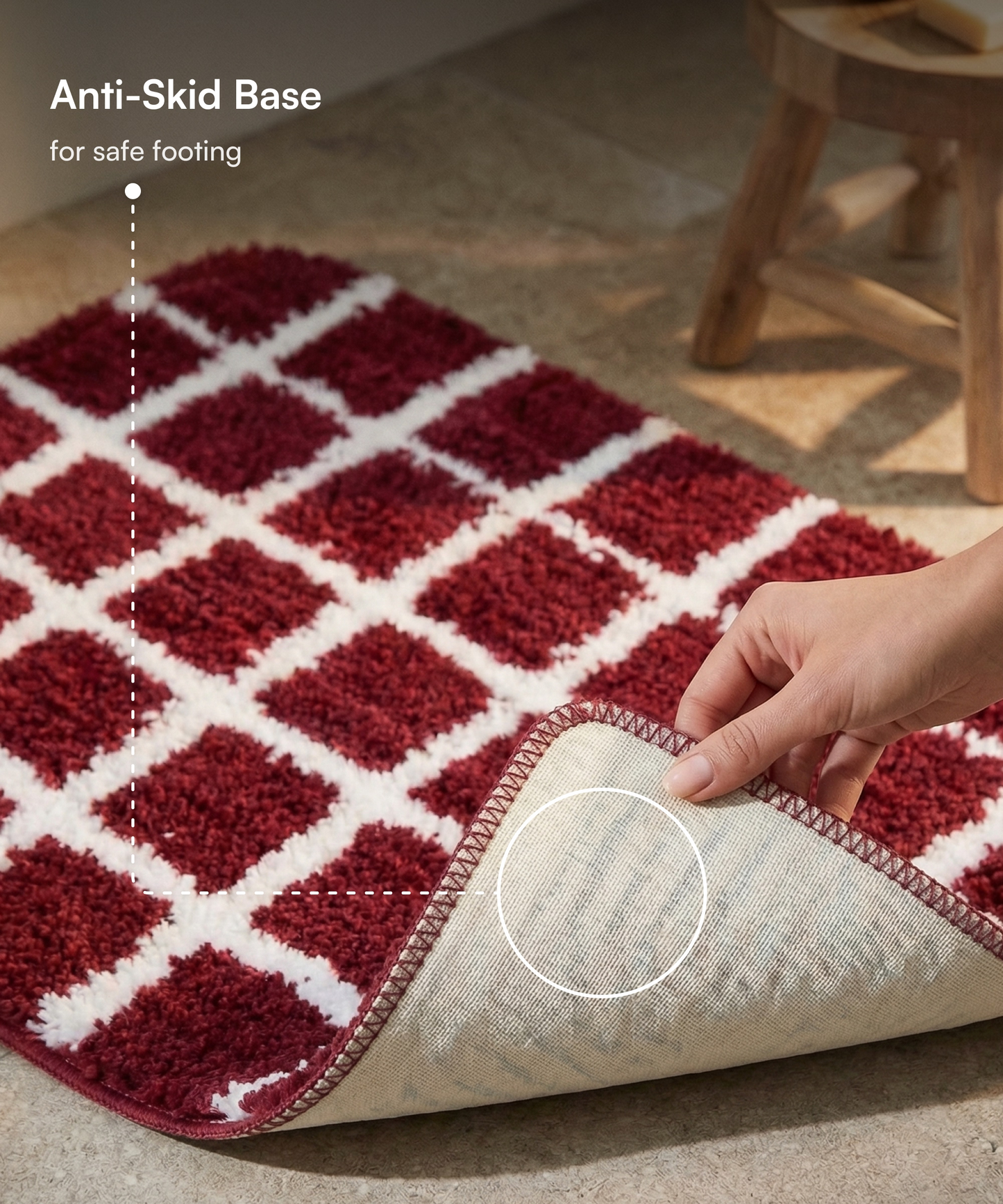 Checkered Bath Mat | Picante Color | Pack of 4