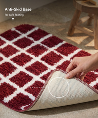 Checkered Bath Mat | Picante Color | Pack of 4