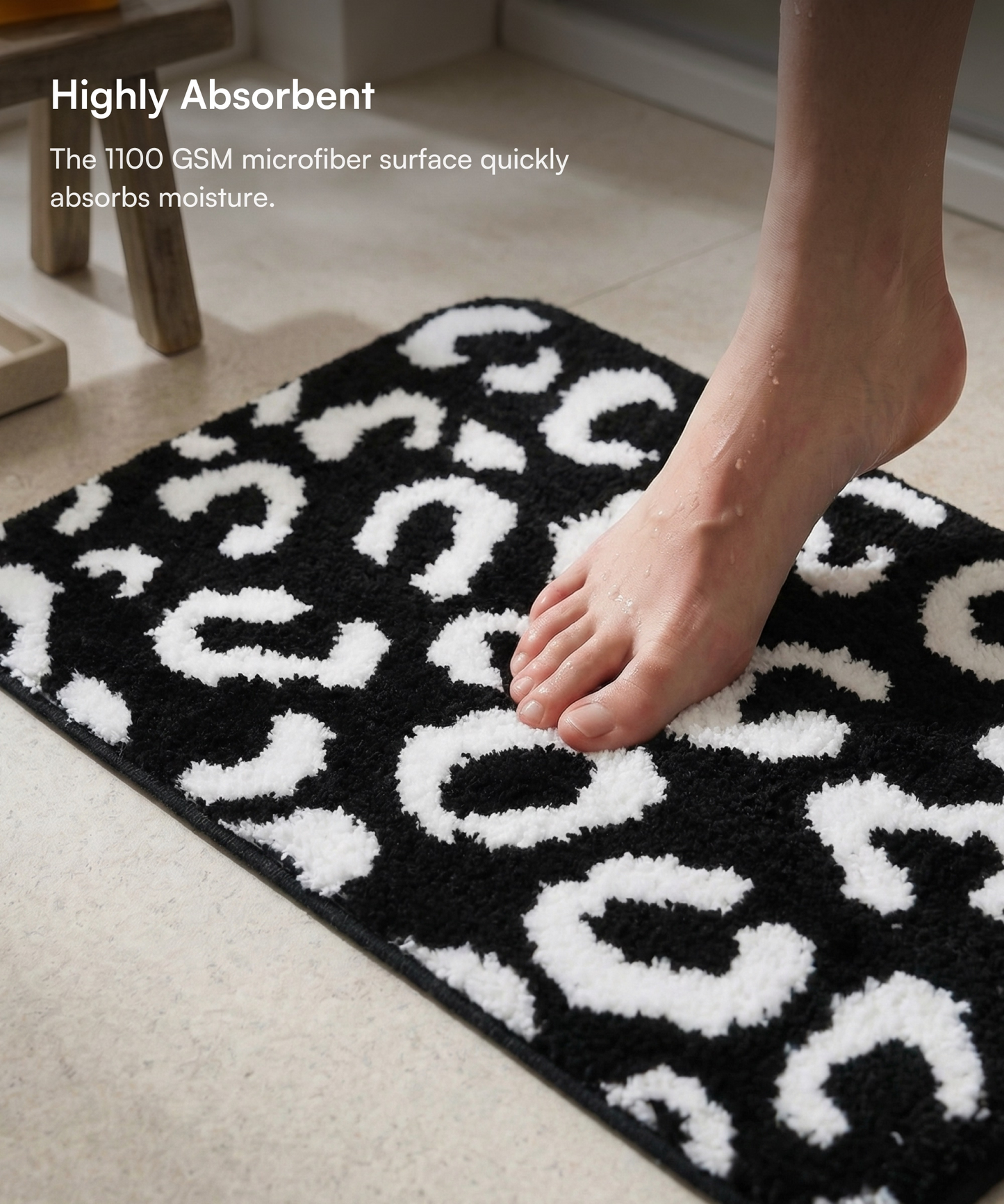 Tiger Print Bath Mat | Black Color | Pack of 2