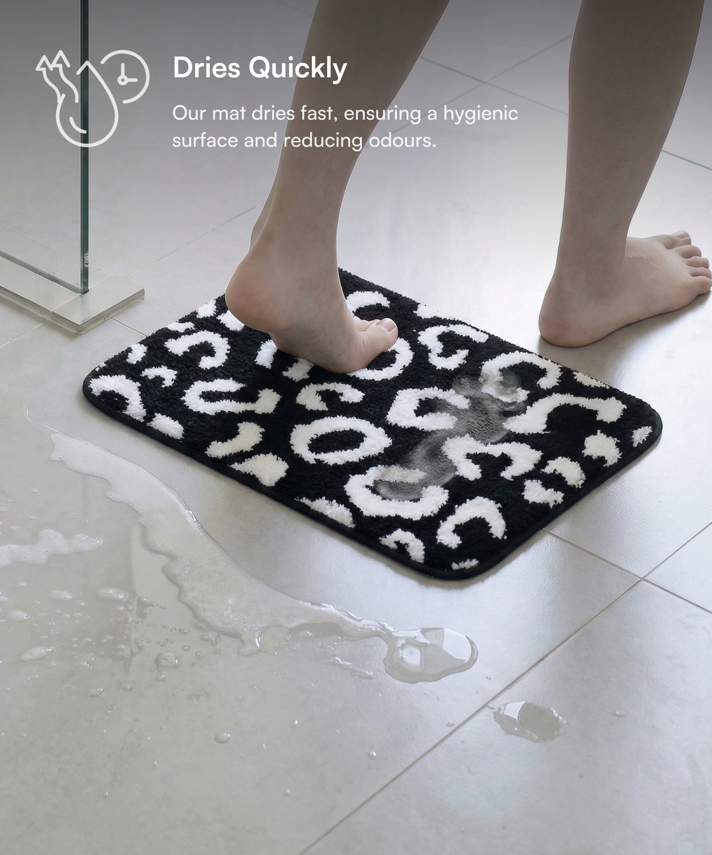 Tiger Print Bath Mat | Black Color | Pack of 2
